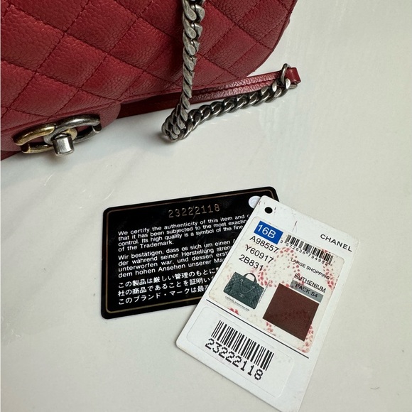 ❤️‍🔥Chanel CC Front Flap Pocket Large Shopping Tote Red Caviar - Picture 15 of 16